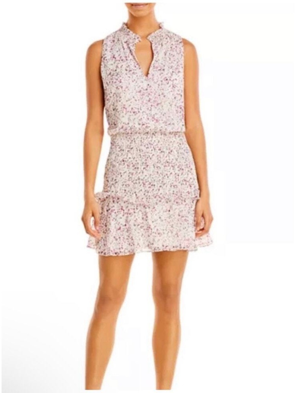 Aqua Pink Floral Tiered Mini Dress